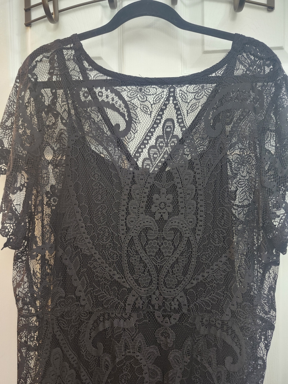 Torrid Black Lace Maxi Dress with Sheer Overlay, Torrid 3 = 3X, NWT - Picture 8 of 10